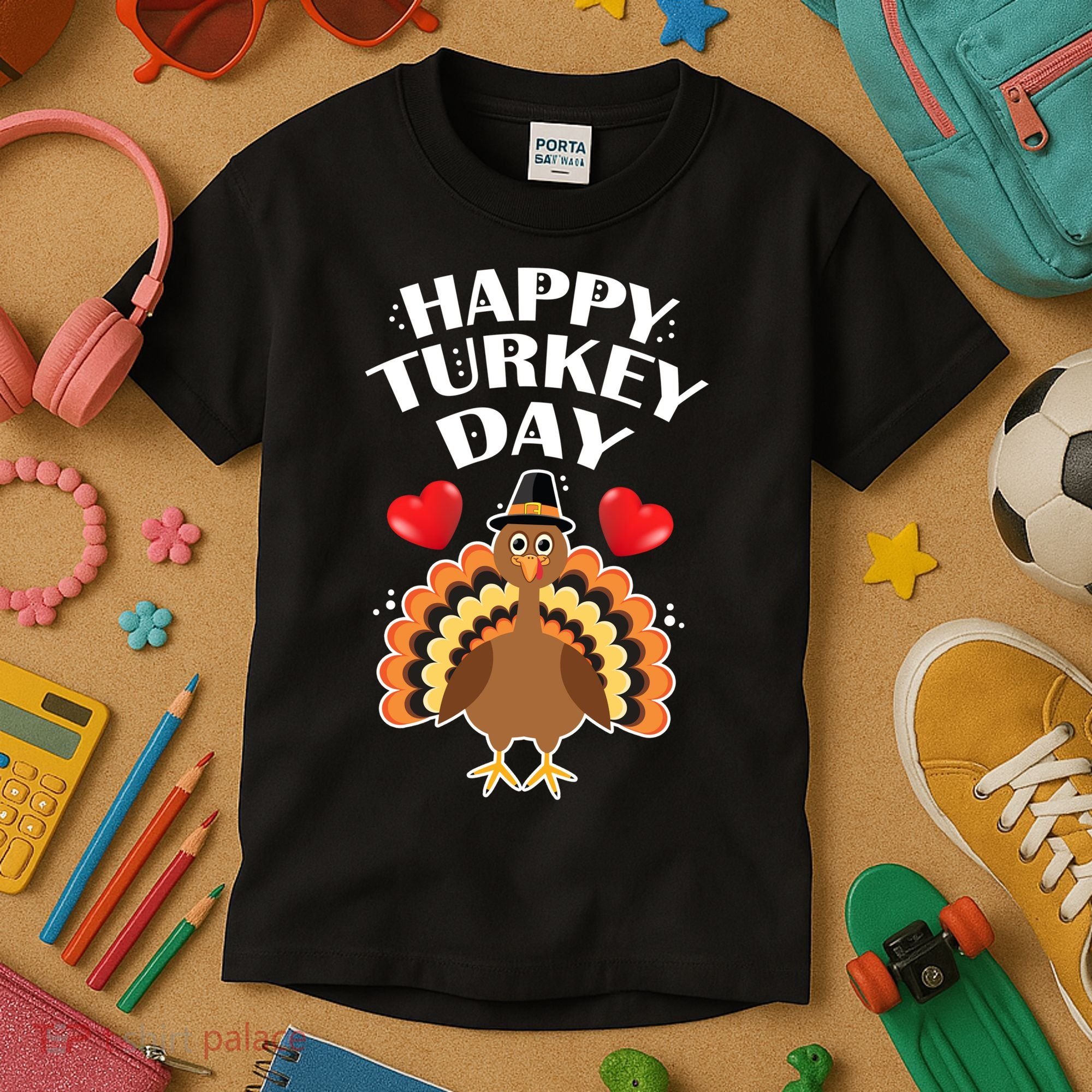 Funny Happy Turkey Day Kids T-Shirt