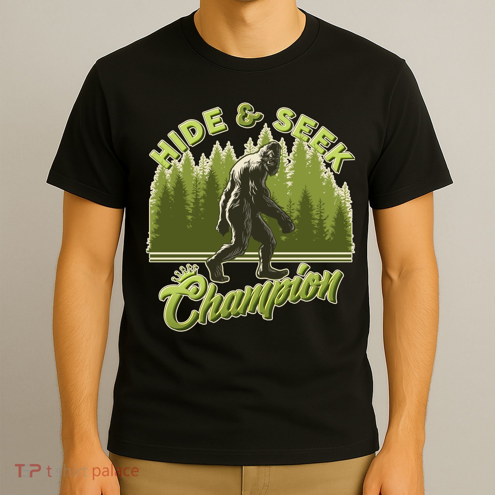 Funny Hide & Seek Champion Big Foot Sasquatch Monster  T-Shirt