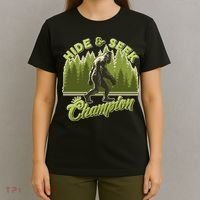 Funny Hide & Seek Champion Big Foot Sasquatch Monster  T-Shirt thumb 4