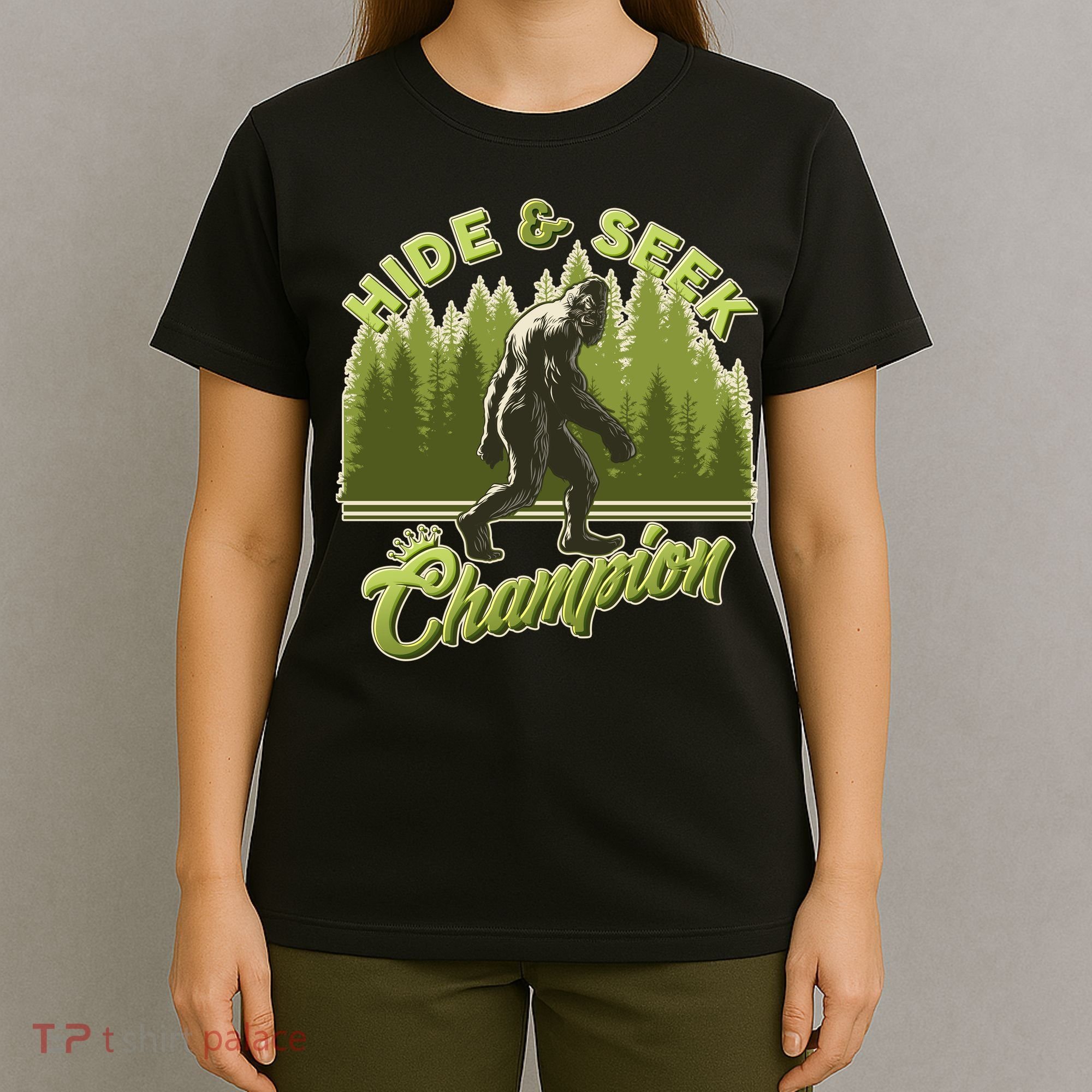 Funny Hide & Seek Champion Big Foot Sasquatch Monster  T-Shirt