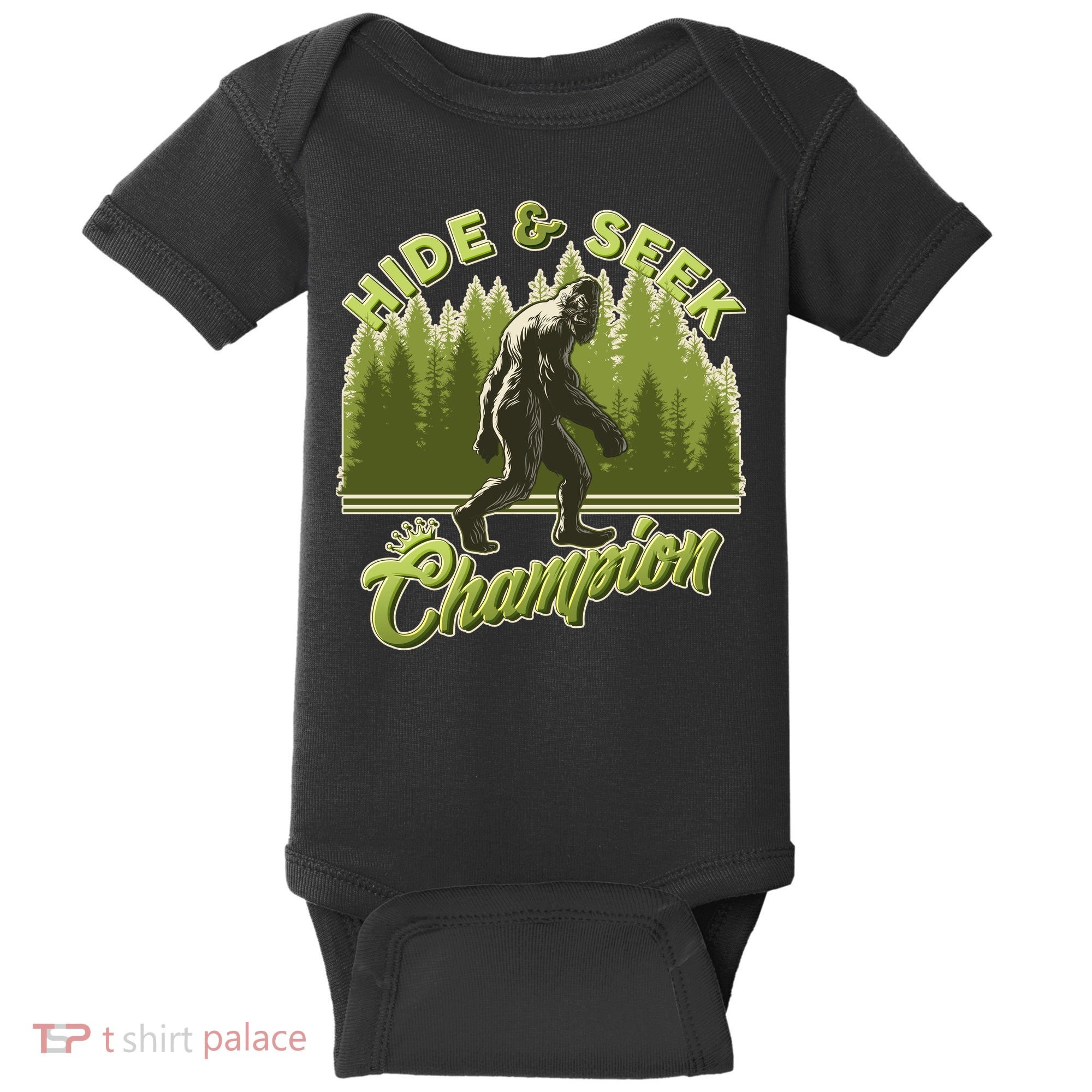 Funny Hide & Seek Champion Big Foot Sasquatch Monster  Baby Bodysuit