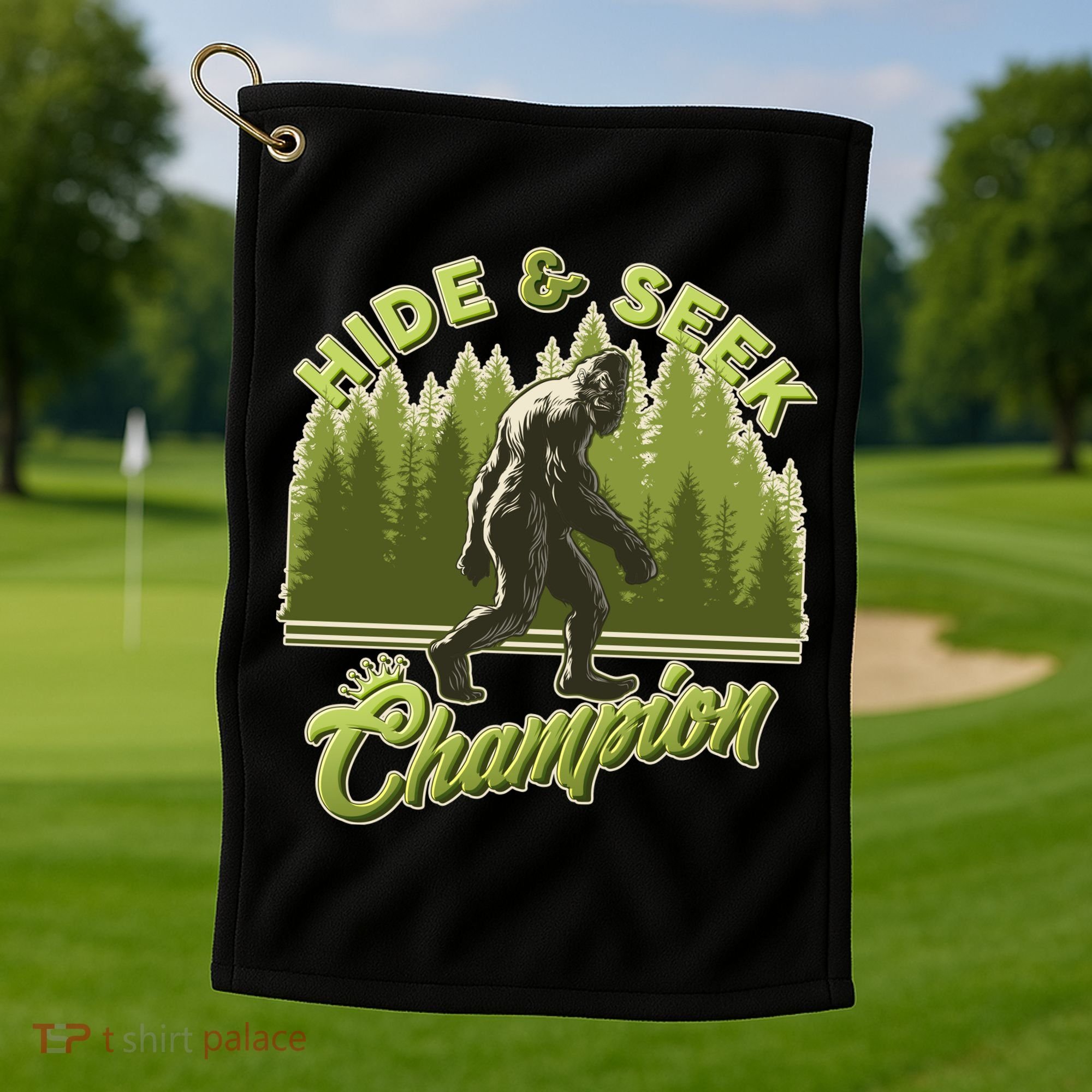 Funny Hide & Seek Champion Big Foot Sasquatch Monster  Golf Towel