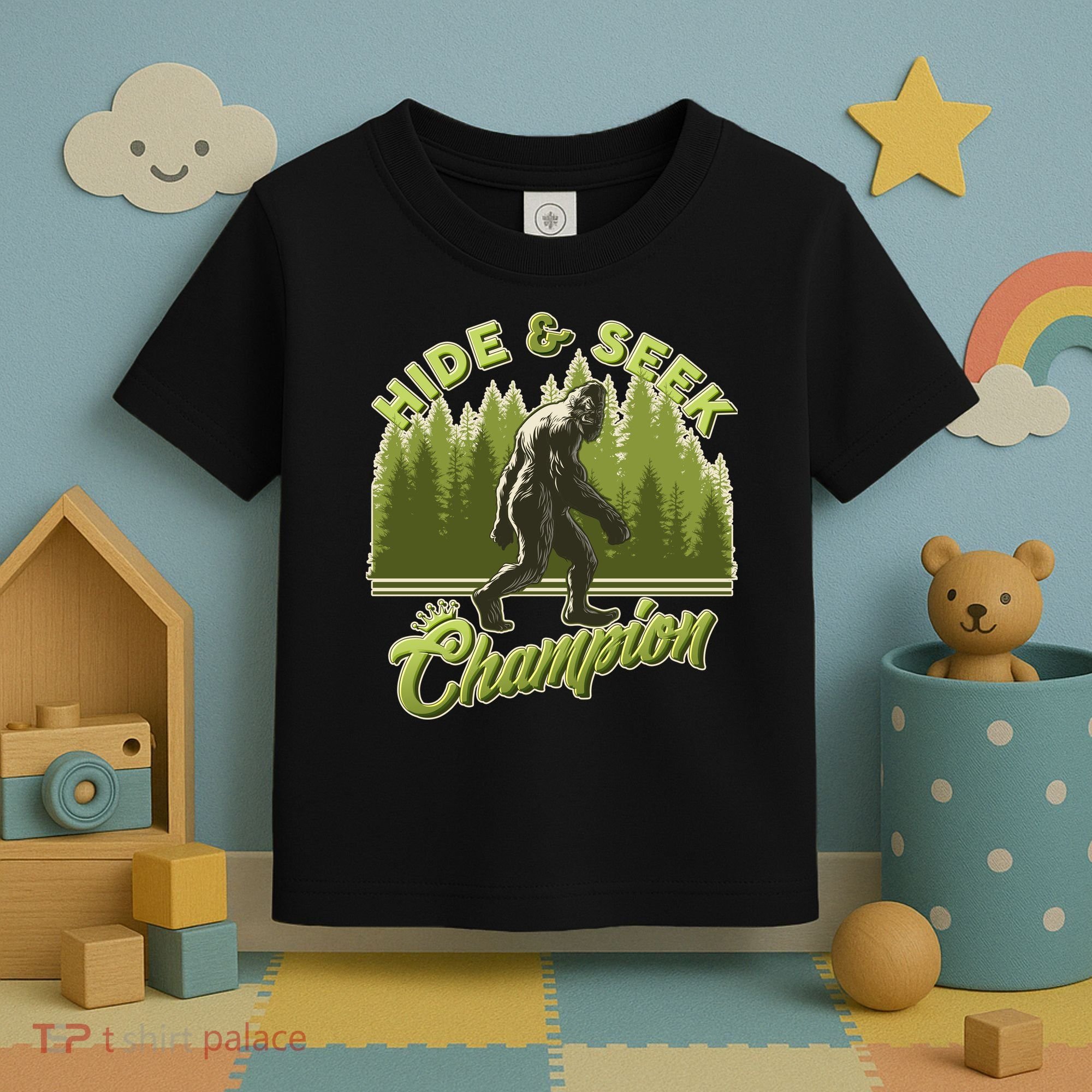 Funny Hide & Seek Champion Big Foot Sasquatch Monster  Toddler T-Shirt