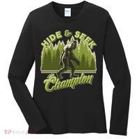 Funny Hide & Seek Champion Big Foot Sasquatch Monster  Women's Long Sleeve Shirt thumb 0