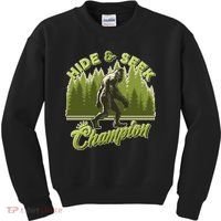 Funny Hide & Seek Champion Big Foot Sasquatch Monster  Kids Sweatshirt thumb 0
