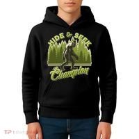 Funny Hide & Seek Champion Big Foot Sasquatch Monster  Kids Hoodie thumb 4