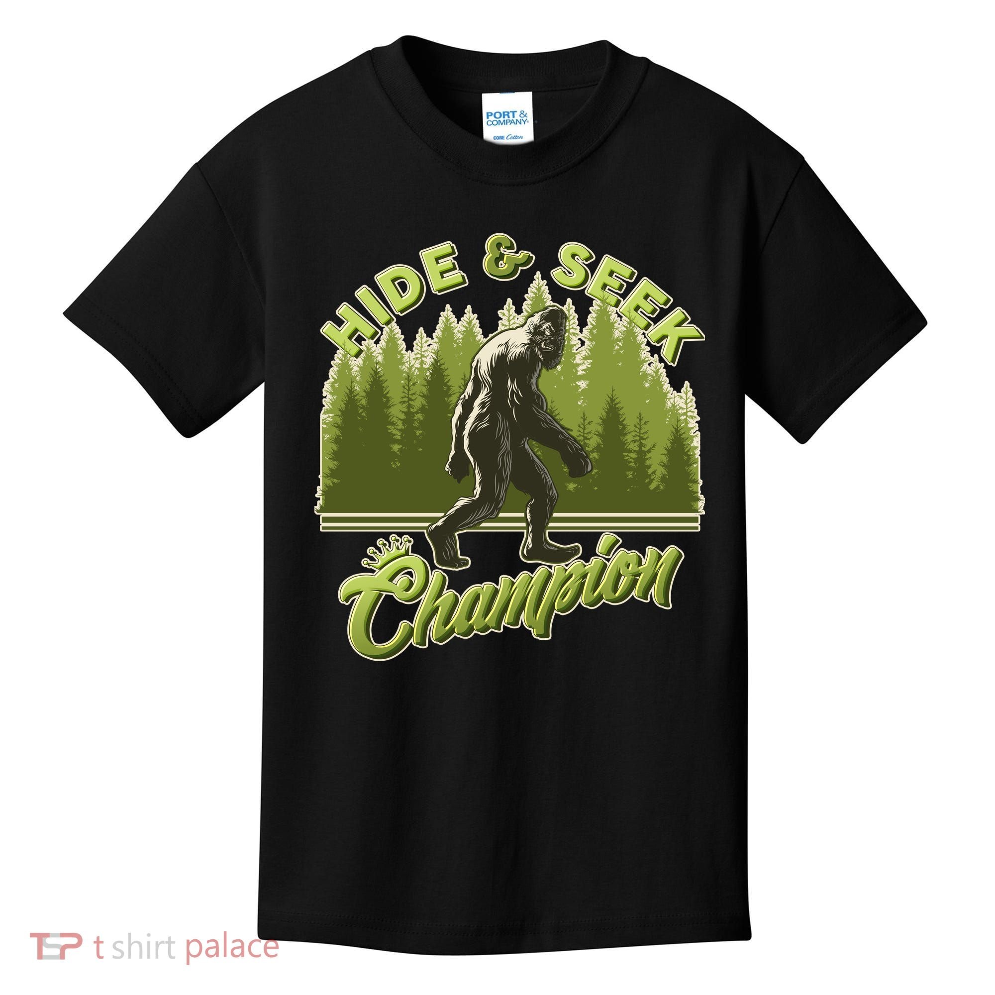 Funny Hide & Seek Champion Big Foot Sasquatch Monster  Kids T-Shirt