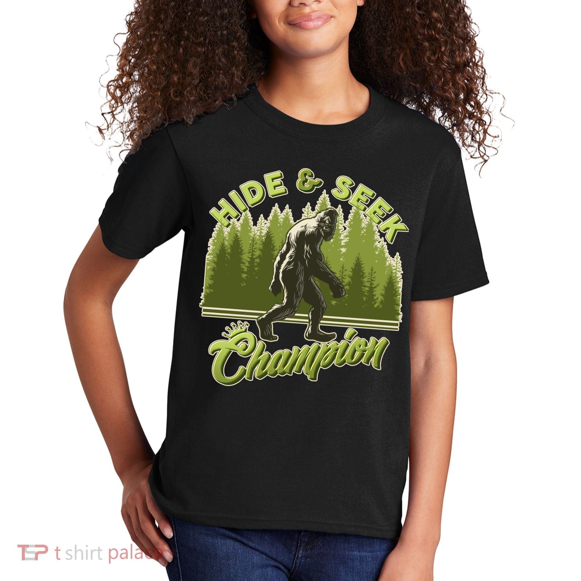 Funny Hide & Seek Champion Big Foot Sasquatch Monster  Kids T-Shirt