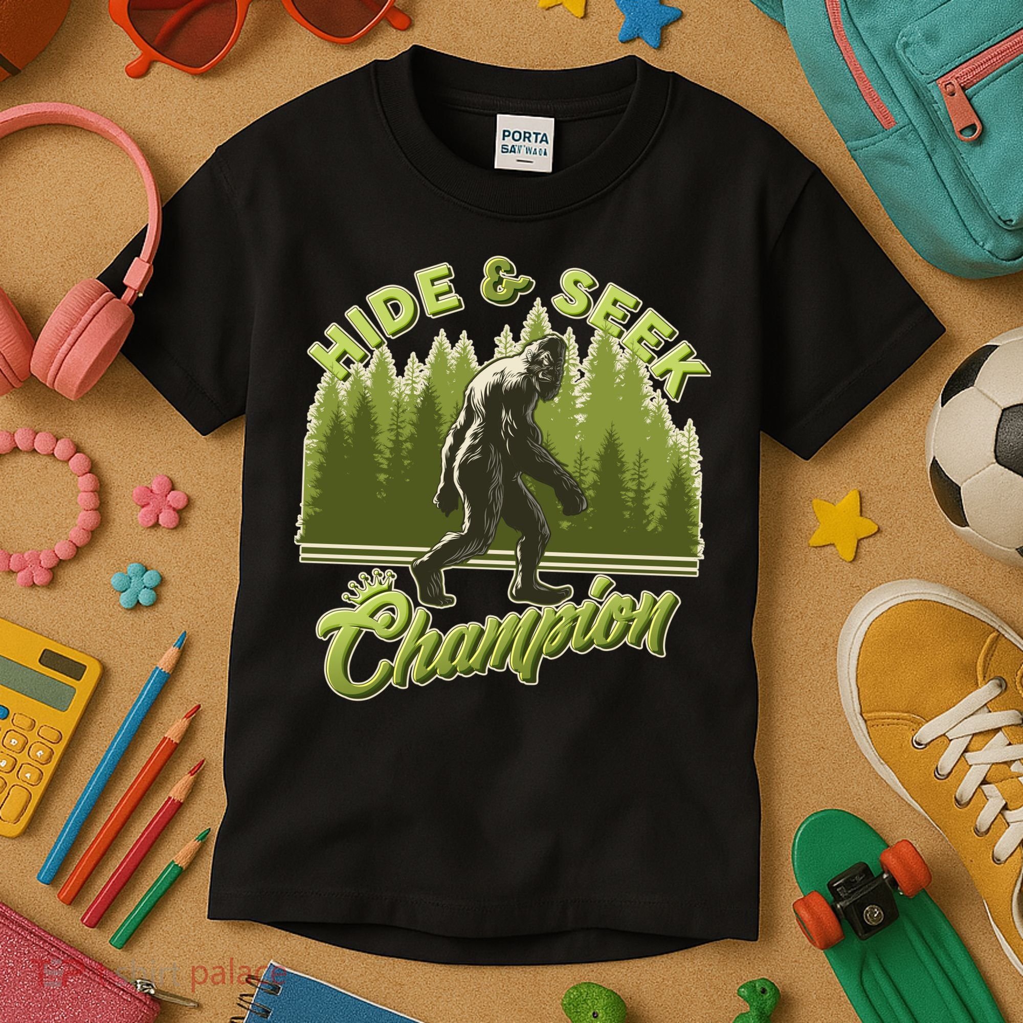 Funny Hide & Seek Champion Big Foot Sasquatch Monster  Kids T-Shirt