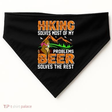 Funny Hiking Beer Solves Problems USA-Made Doggie Bandana