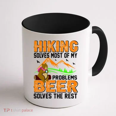 Funny Hiking Beer Solves Problems Coffee Mug back