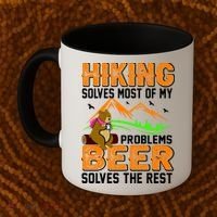 Funny Hiking Beer Solves Problems Coffee Mug thumb 2