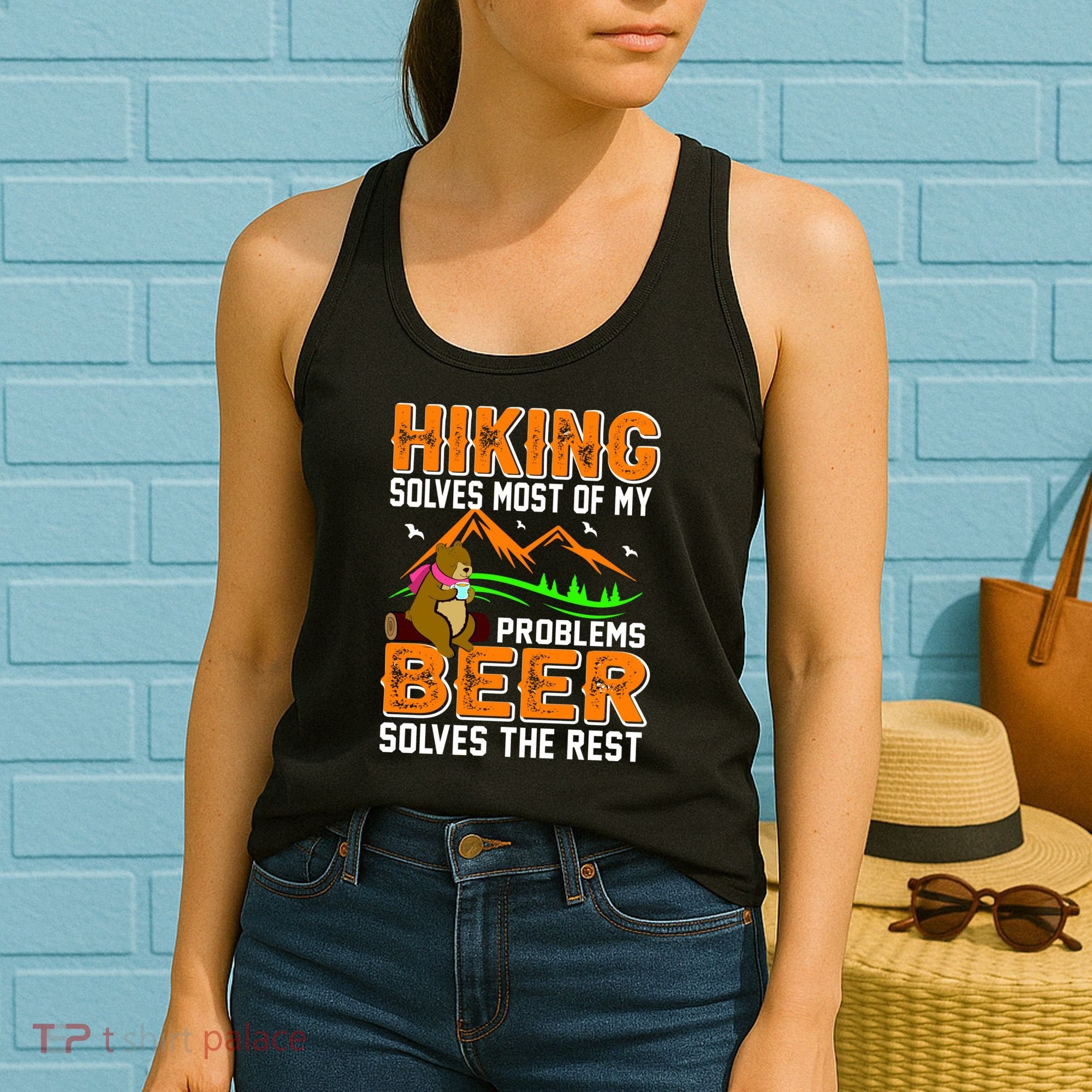 Funny Hiking Beer Solves Problems Women's Tank Top