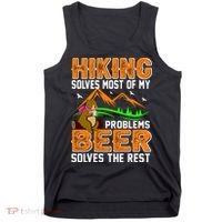 Funny Hiking Beer Solves Problems Tank Top thumb 0