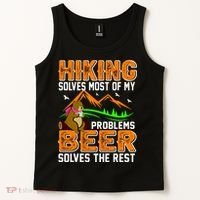 Funny Hiking Beer Solves Problems Tank Top thumb 2