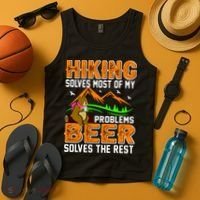 Funny Hiking Beer Solves Problems Tank Top thumb 4