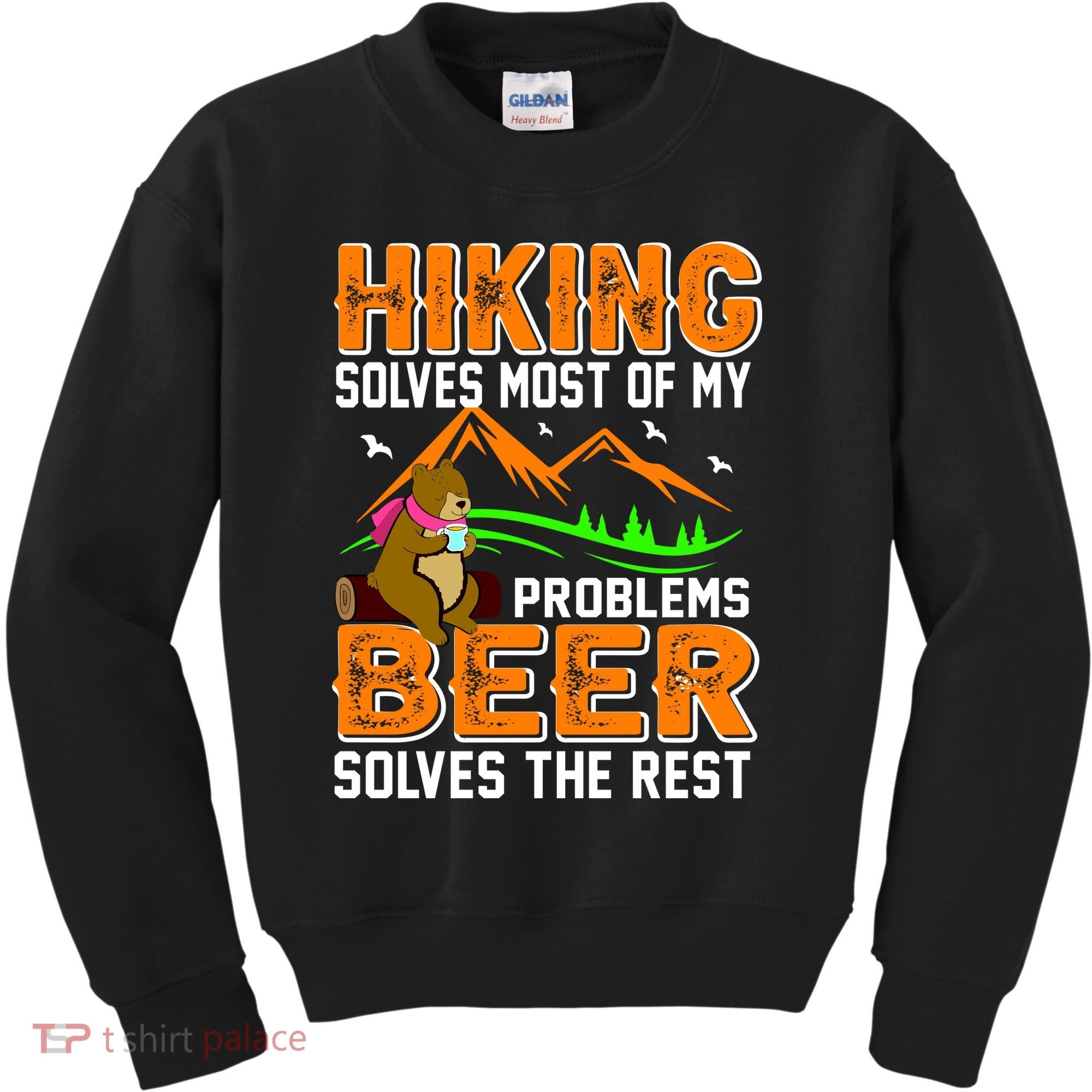 Funny Hiking Beer Solves Problems Kids Sweatshirt