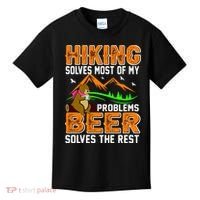 Funny Hiking Beer Solves Problems Kids T-Shirt thumb 0