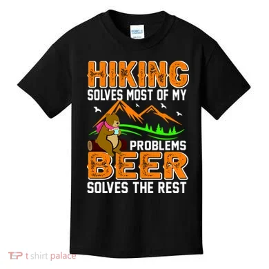 Funny Hiking Beer Solves Problems Kids T-Shirt