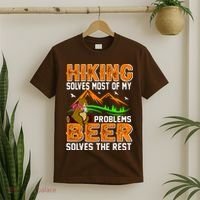 Funny Hiking Beer Solves Problems T-Shirt thumb 2