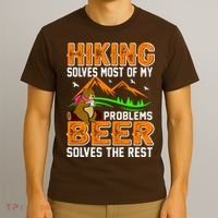 Funny Hiking Beer Solves Problems T-Shirt thumb 3