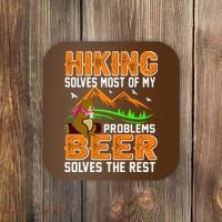 Funny Hiking Beer Solves Problems Coaster thumb 0