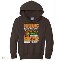 Funny Hiking Beer Solves Problems Kids Hoodie thumb 0
