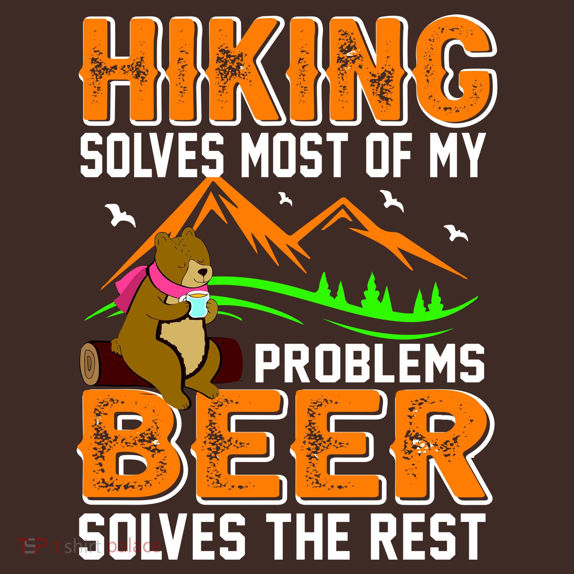 Funny Hiking Beer Solves Problems Kids Hoodie
