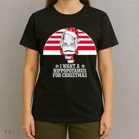 Funny Hippo I Want A Hippopotamus For Christmas T-Shirt thumb 4