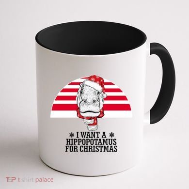 Funny Hippo I Want A Hippopotamus For Christmas Coffee Mug back