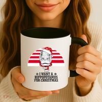 Funny Hippo I Want A Hippopotamus For Christmas Coffee Mug thumb 3