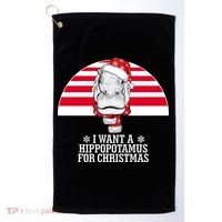 Funny Hippo I Want A Hippopotamus For Christmas Golf Towel thumb 0