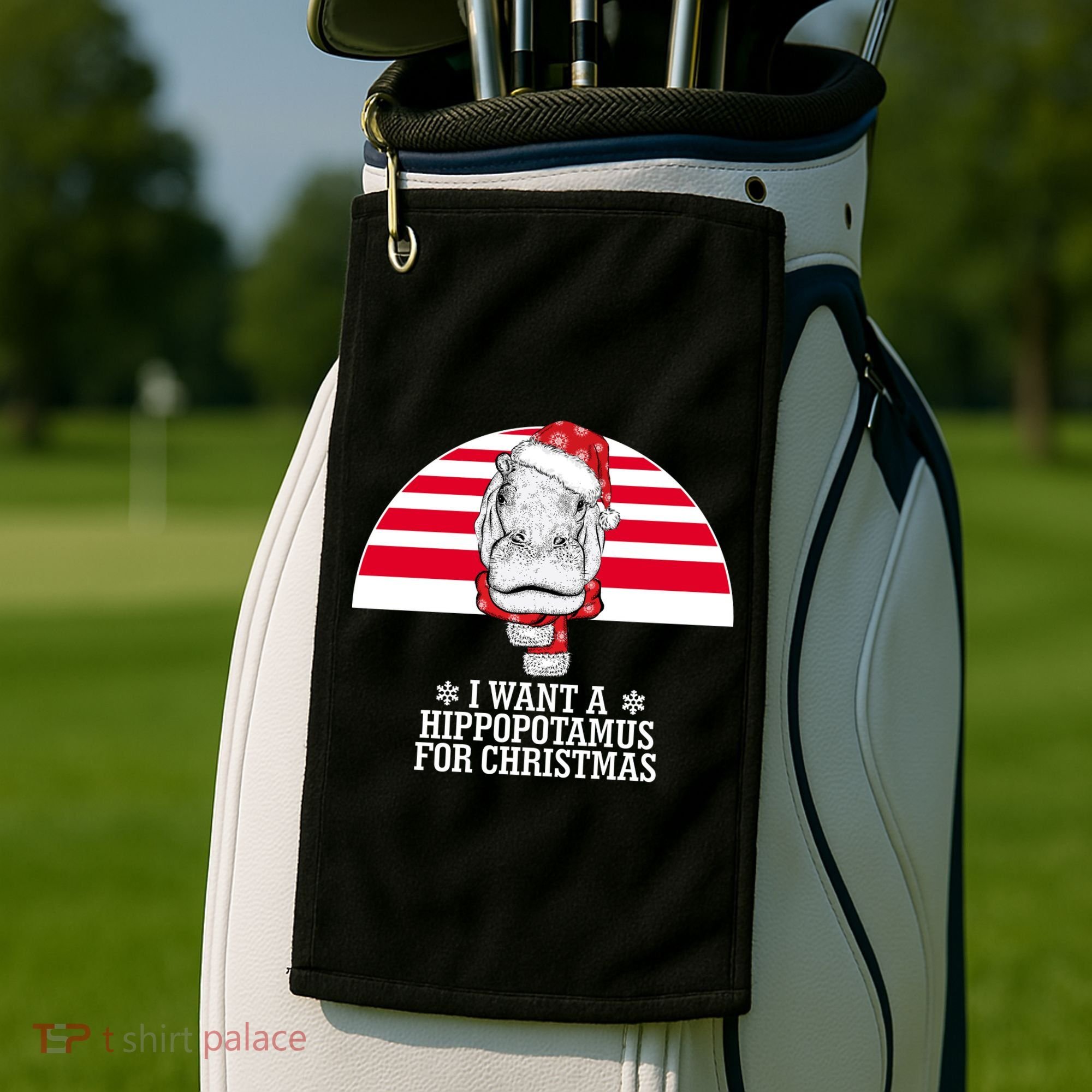 Funny Hippo I Want A Hippopotamus For Christmas Golf Towel