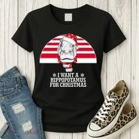 Funny Hippo I Want A Hippopotamus For Christmas Women's T-Shirt thumb 3