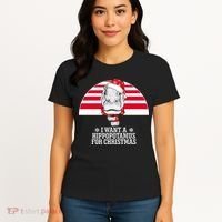 Funny Hippo I Want A Hippopotamus For Christmas Women's T-Shirt thumb 4