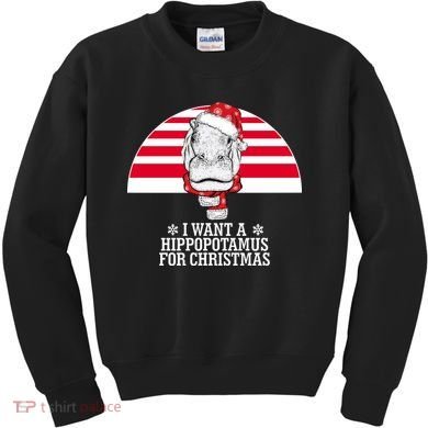 Funny Hippo I Want A Hippopotamus For Christmas Kids Sweatshirt