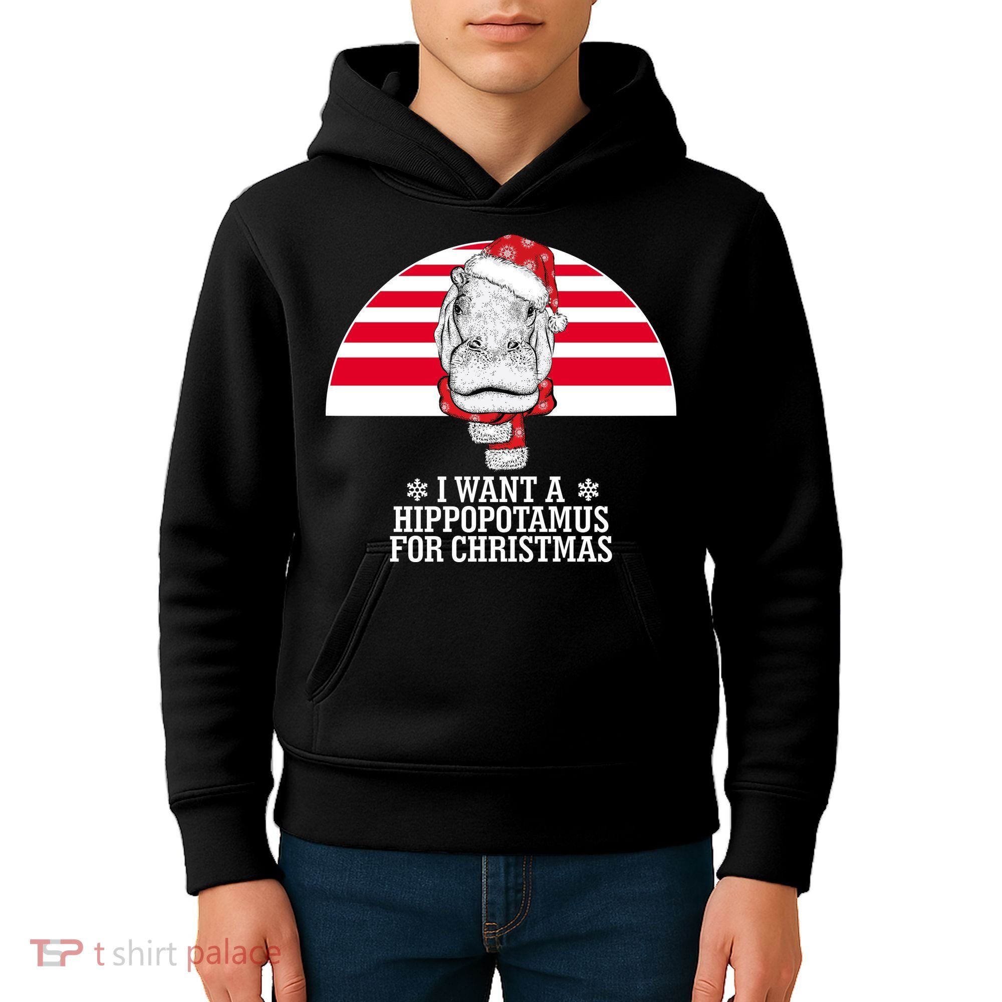 Funny Hippo I Want A Hippopotamus For Christmas Kids Hoodie