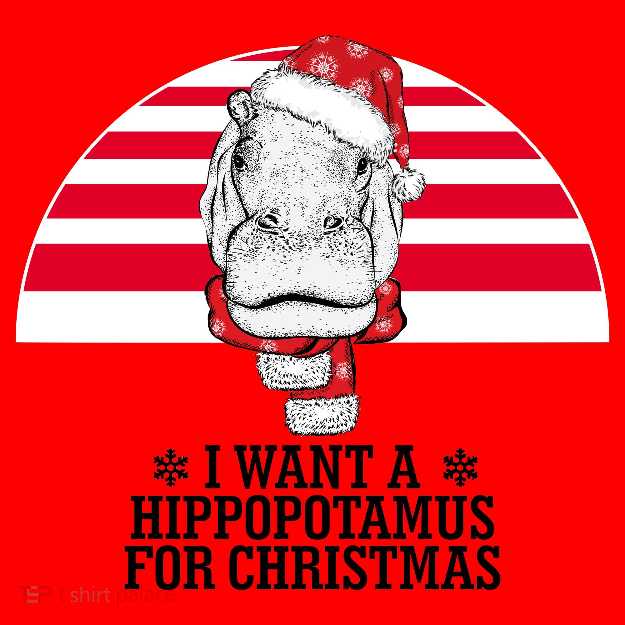 Funny Hippo I Want A Hippopotamus For Christmas Santa Hat