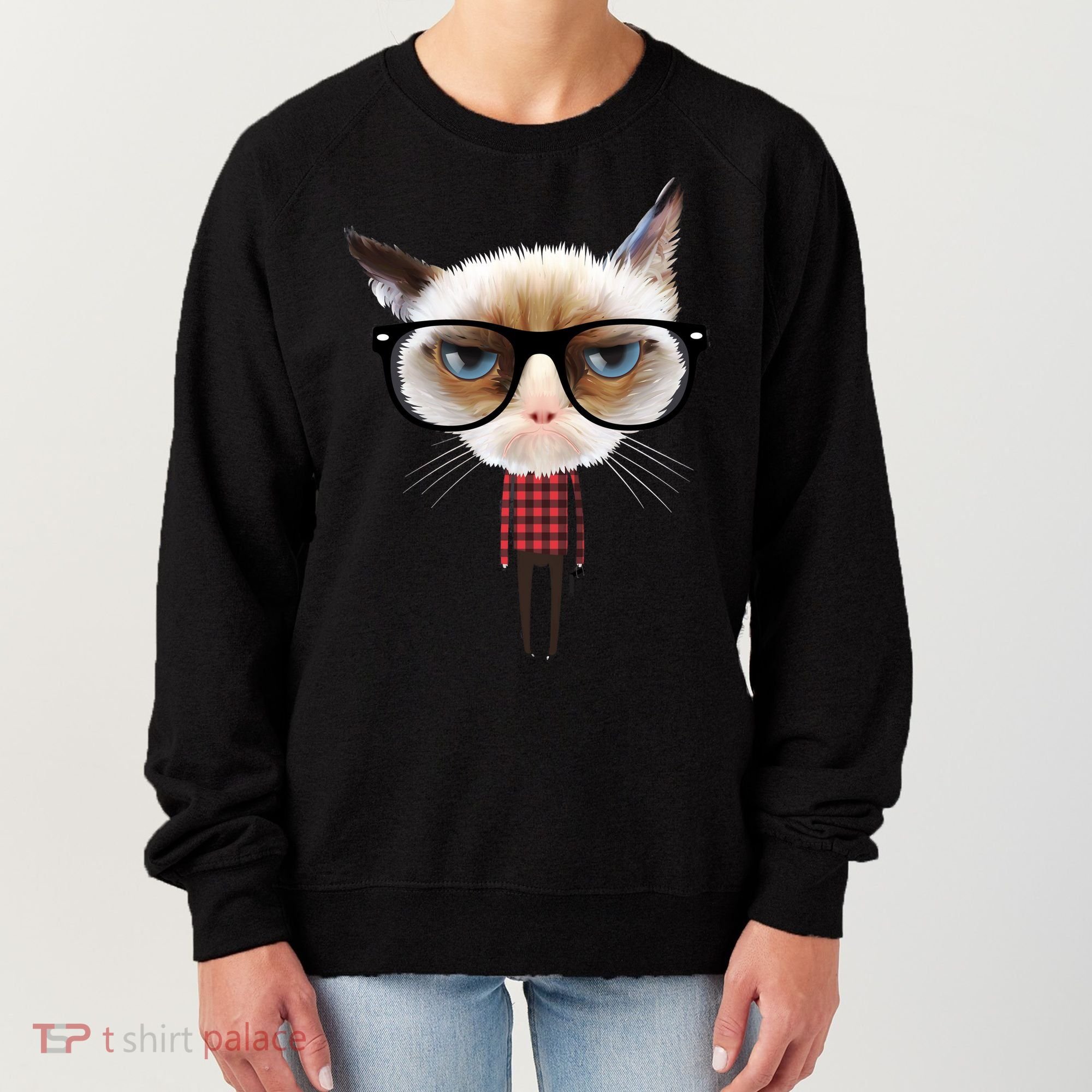 Funny Hipster Cat Women's Sweatshirt