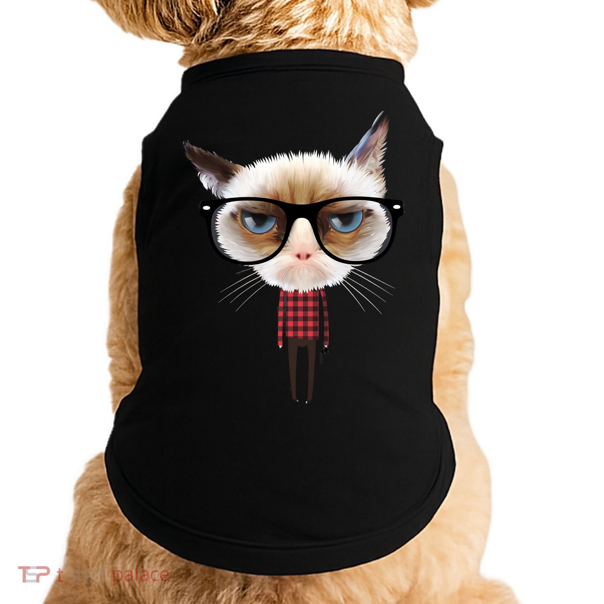 Funny Hipster Cat Doggie Tank