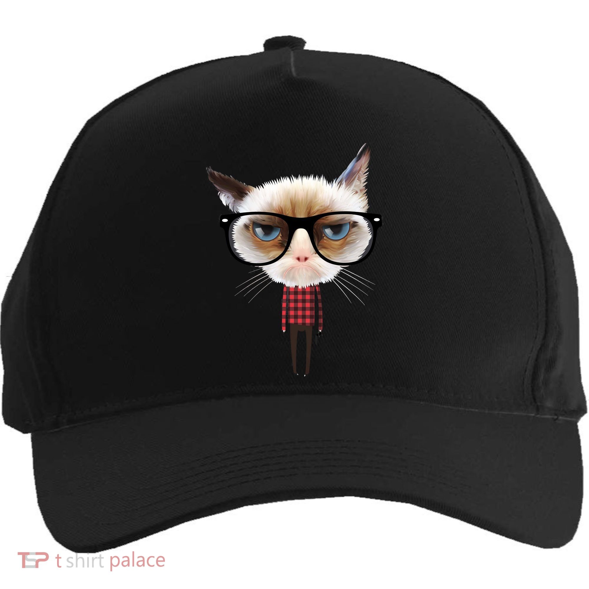 Funny Hipster Cat Five-Panel Snapback Cap