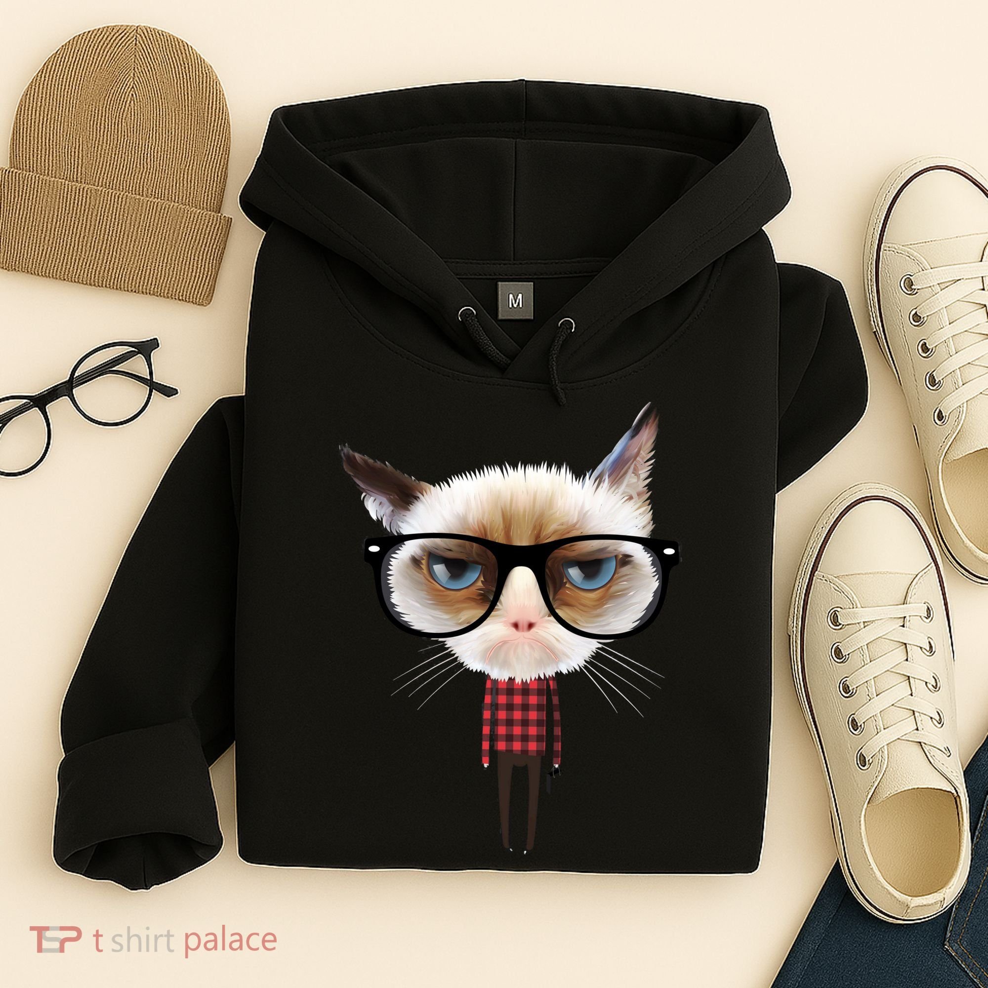 Funny Hipster Cat Hoodie