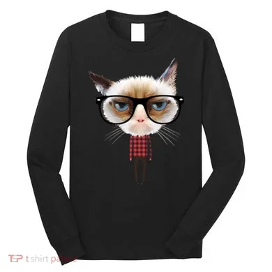 Funny Hipster Cat Long Sleeve Shirt
