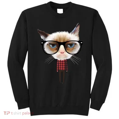 Funny Hipster Cat Sweatshirt