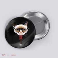 Funny Hipster Cat Button thumb 0