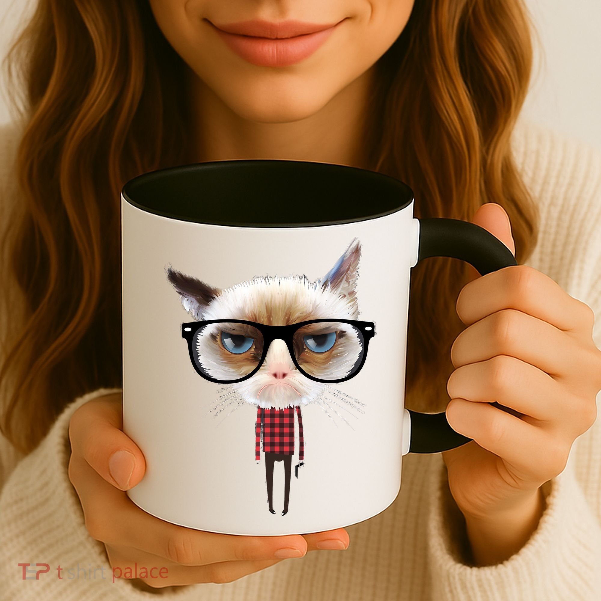 Funny Hipster Cat Coffee Mug