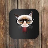 Funny Hipster Cat Coaster thumb 0