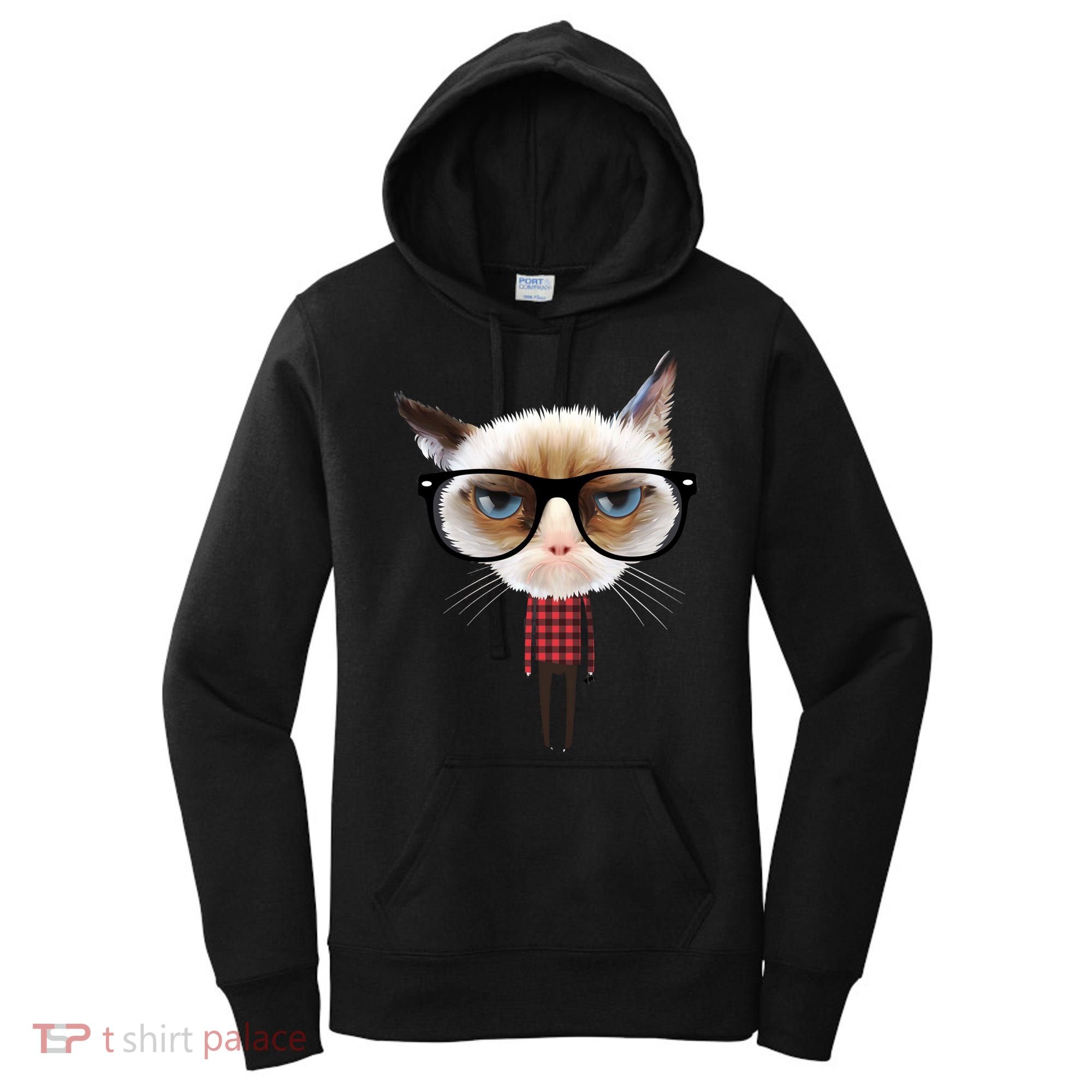 Funny Hipster Cat Women's Hoodie
