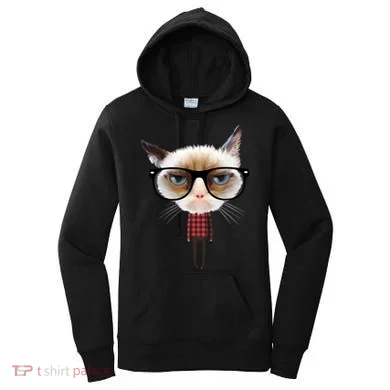 Funny Hipster Cat Women's Hoodie