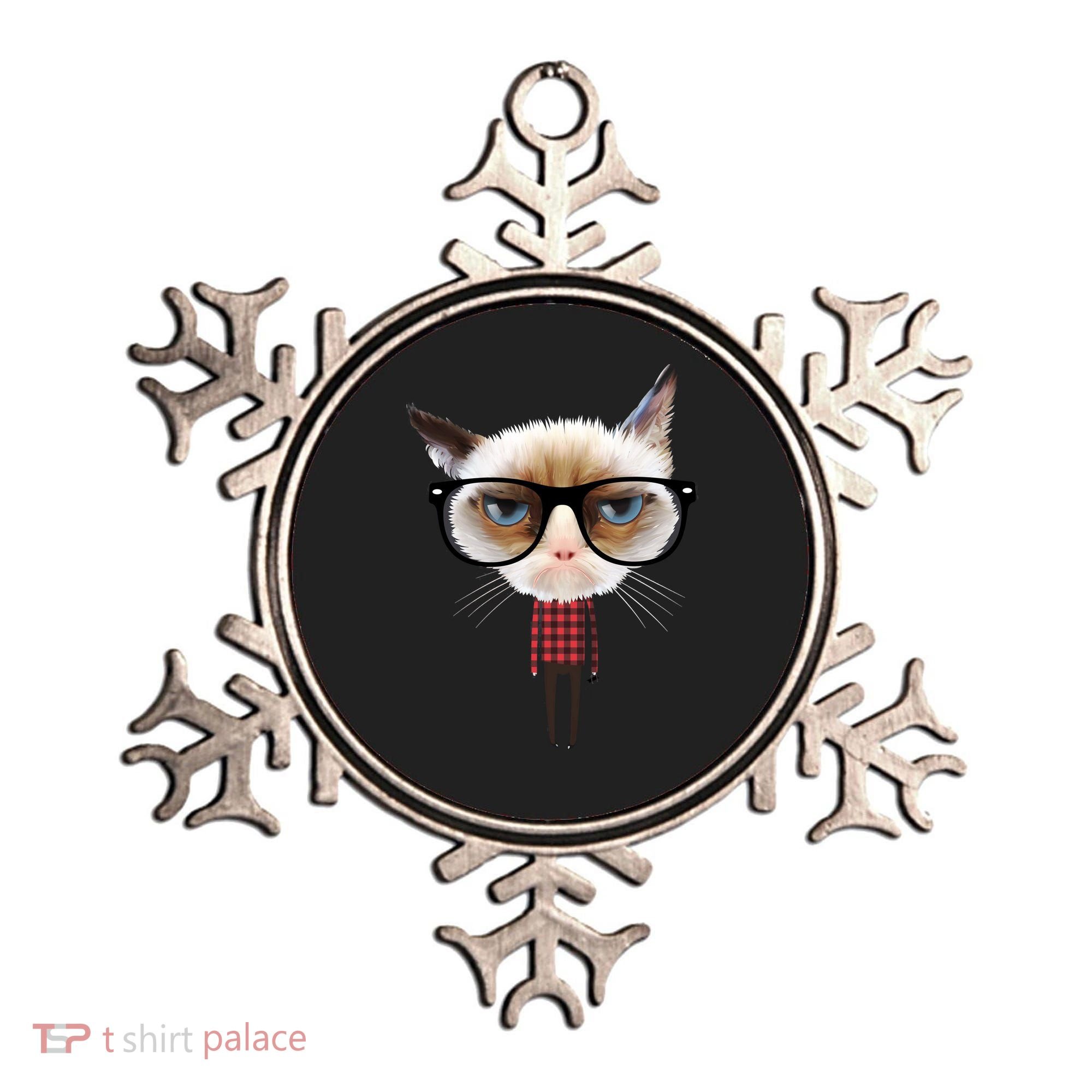 Funny Hipster Cat Ornament